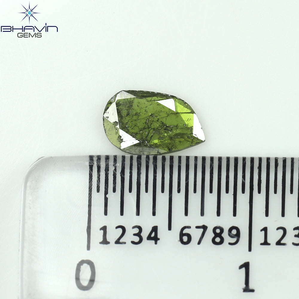 0.23 CT Pear Shape Natural Diamond Green Color I2 Clarity (6.27 MM)