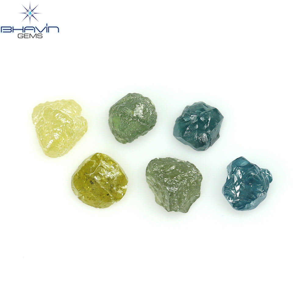 0.67 CT/6 PCS Rough Shape Enhanced Mix Color Natural Diamond I3 Clarity (3.27 MM)