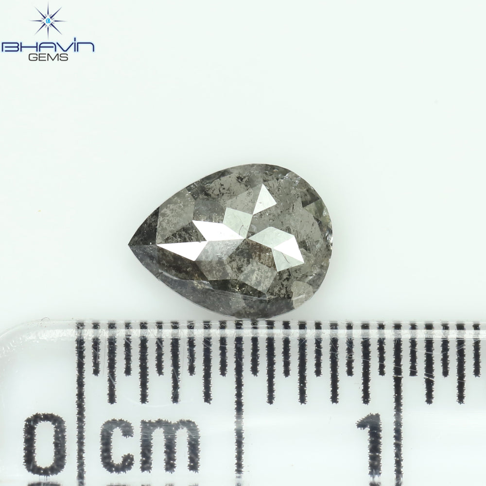0.57 CT Pear Shape Natural Loose Diamond Salt And Pepper Color I3 Clarity (6.42 MM)