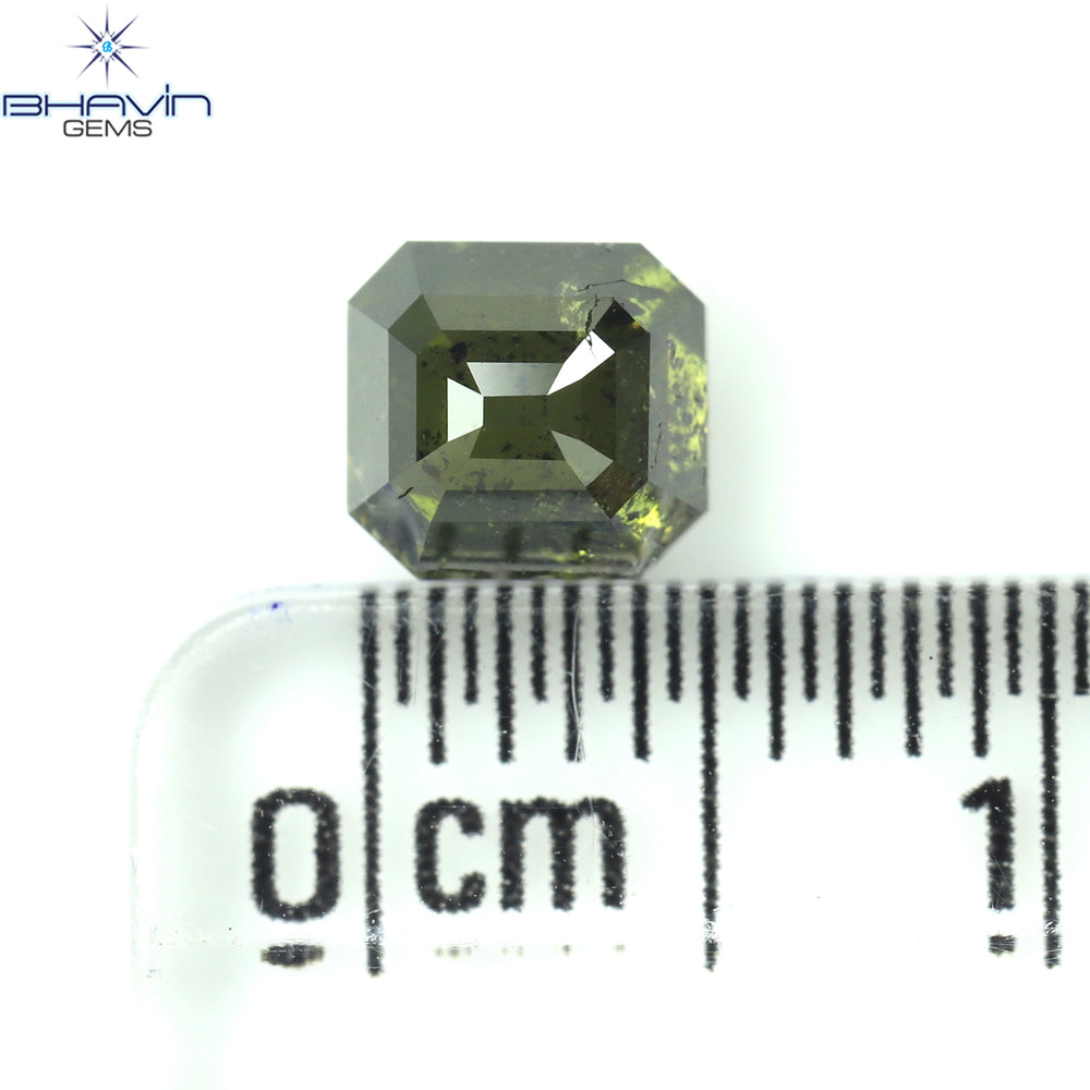 1.03 CT エメラルド シェイプ ナチュラル ダイヤモンド 強化グリーン カラー I2 クラリティ (5.30 MM)