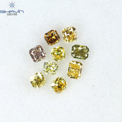 0.81 CT/9 Pcs Radiant Shape Natural Diamond Mix Color VS2 Clarity (2.93 MM)