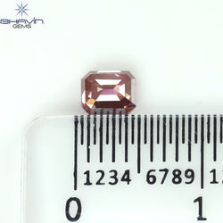 0.41 CT Emerald Shape Natural Diamond Pink Color SI1 Clarity (4.36 MM)