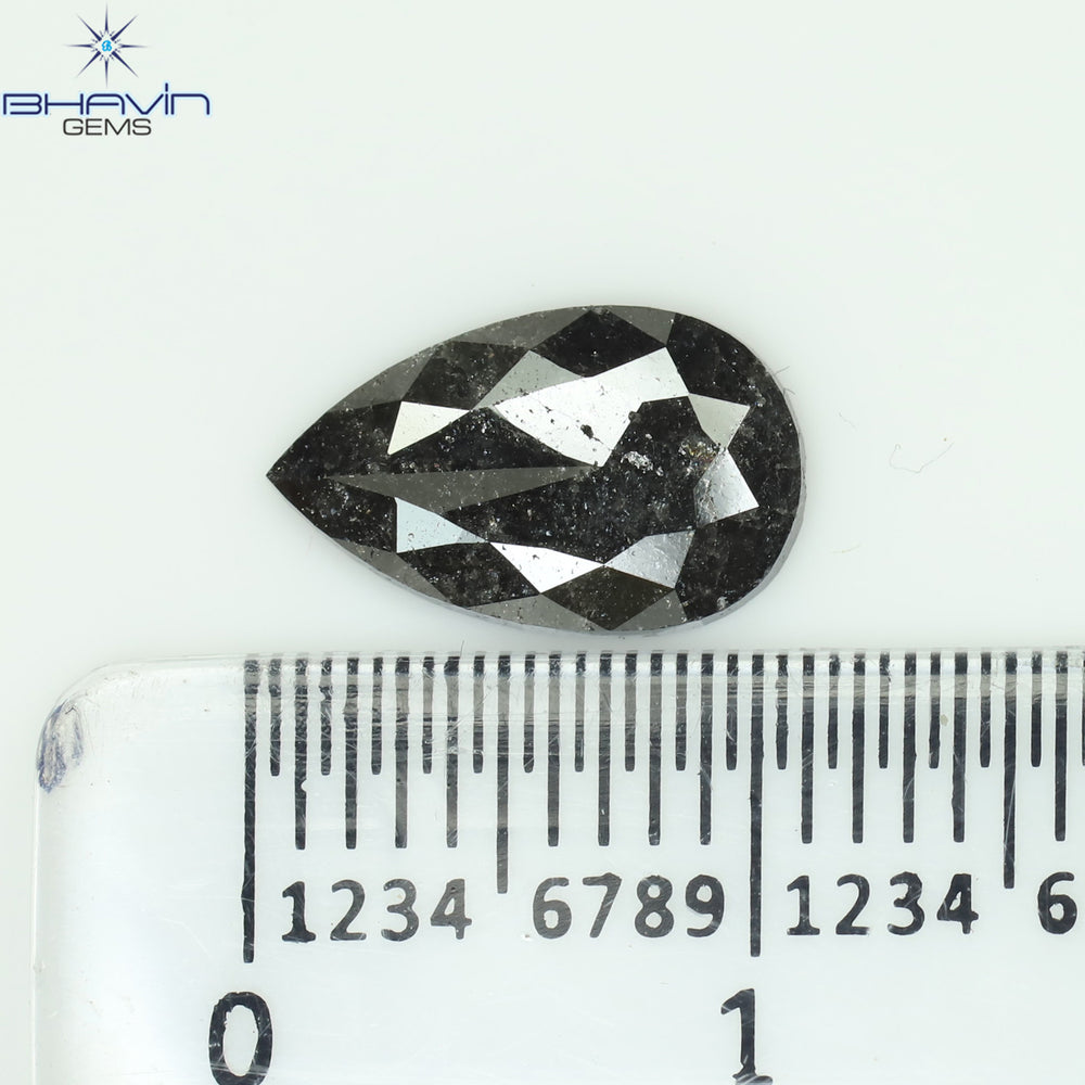 1.20 CT Pear Shape Natural Diamond Black Color I3 Clarity (10.68 MM)
