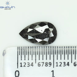 1.20 CT Pear Shape Natural Diamond Black Color I3 Clarity (10.68 MM)
