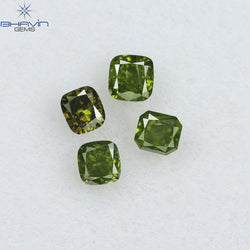 0.56 CT/4 Pcs Cushion Shape Natural Diamond Green Color SI Clarity (3.04 MM)