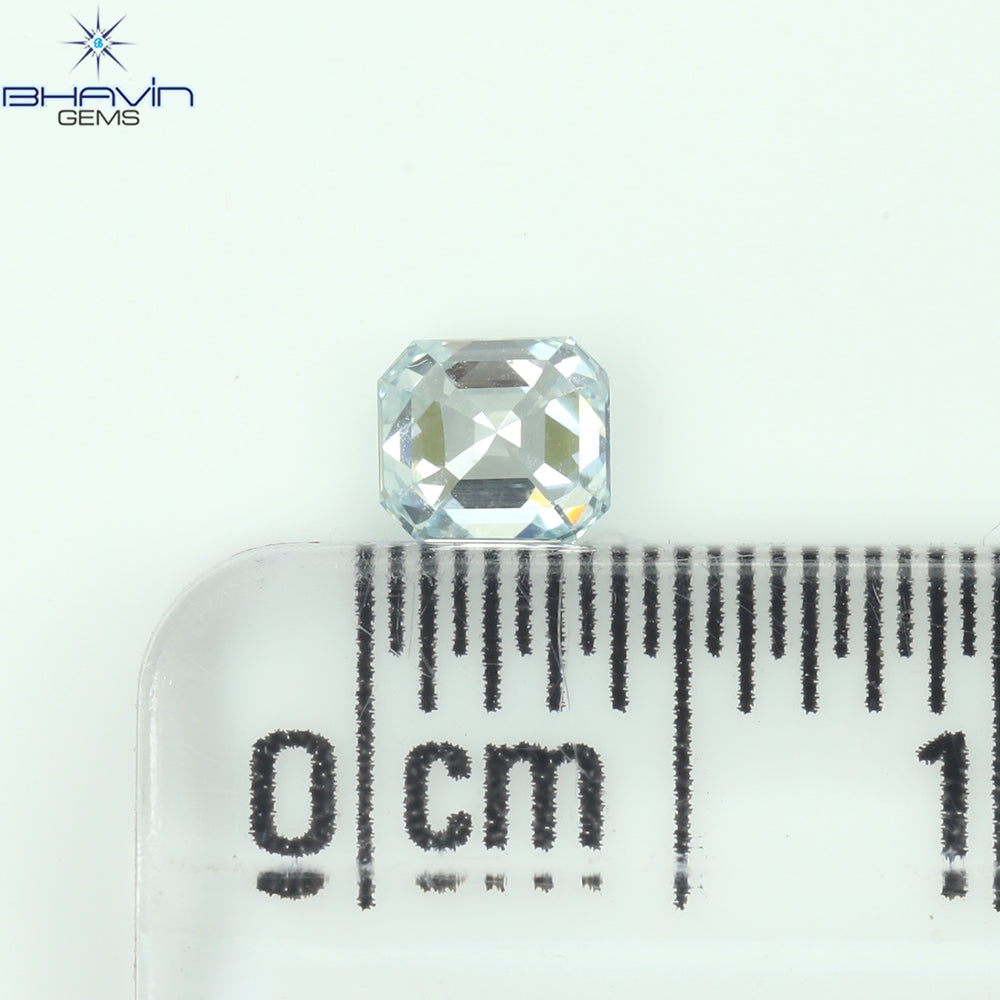 0.23 CT Asscher Shape Natural Diamond Greenish Blue Color VS1 Clarity (3.68 MM)