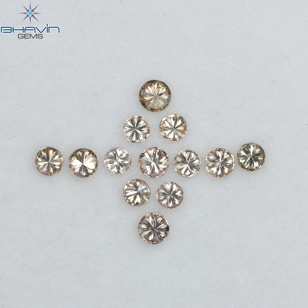 0.52 CT/13 Pcs Round Shape Natural Loose Diamond Brown Pink (Argyle) Color VS2 Clarity (2.35 MM)