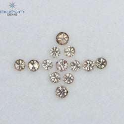 0.52 CT/13 Pcs Round Shape Natural Loose Diamond Brown Pink (Argyle) Color VS2 Clarity (2.35 MM)