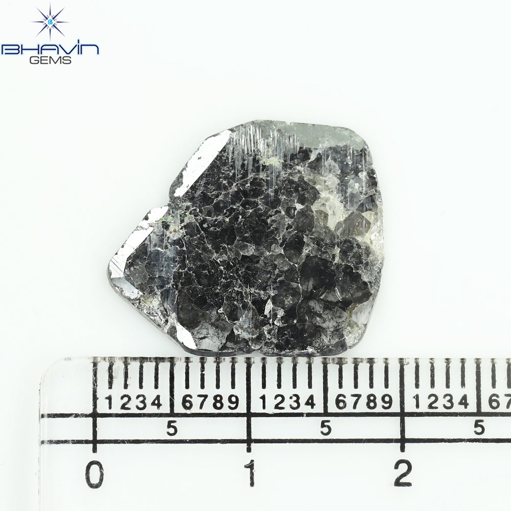 5.45 CT Slice Shape Natural Diamond Salt And Pepper Color I3 Clarity (18.41 MM)