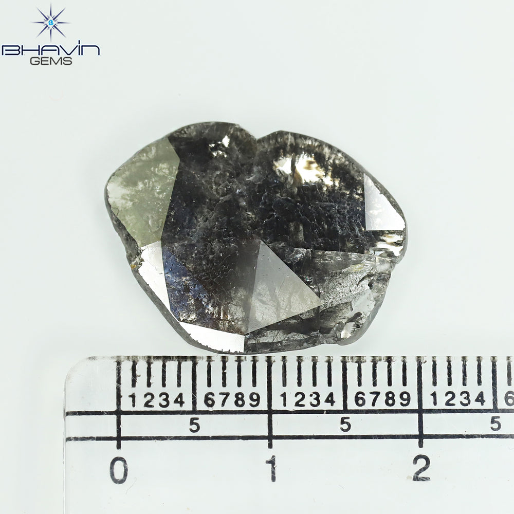 5.51 CT Slice Shape Natural Diamond Salt And Pepper Color I3 Clarity (20.03 MM)