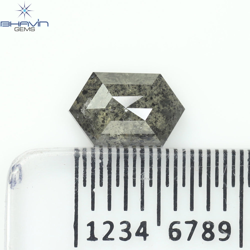 0.80 CT Hexagon Shape Natural Loose Diamond Salt And pepper Color I3 Clarity (7.10 MM)
