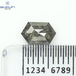 0.80 CT Hexagon Shape Natural Loose Diamond Salt And pepper Color I3 Clarity (7.10 MM)
