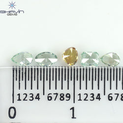 0.51 CT/5 Pcs Mix Shape Natural Diamond Bluish Green Color SI Clarity (3.65 MM)
