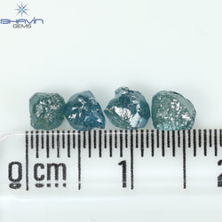 1.83 CT/4 PCS Rough Shape Enhanced Blue Color Natural Diamond I3 Clarity (4.46 MM)