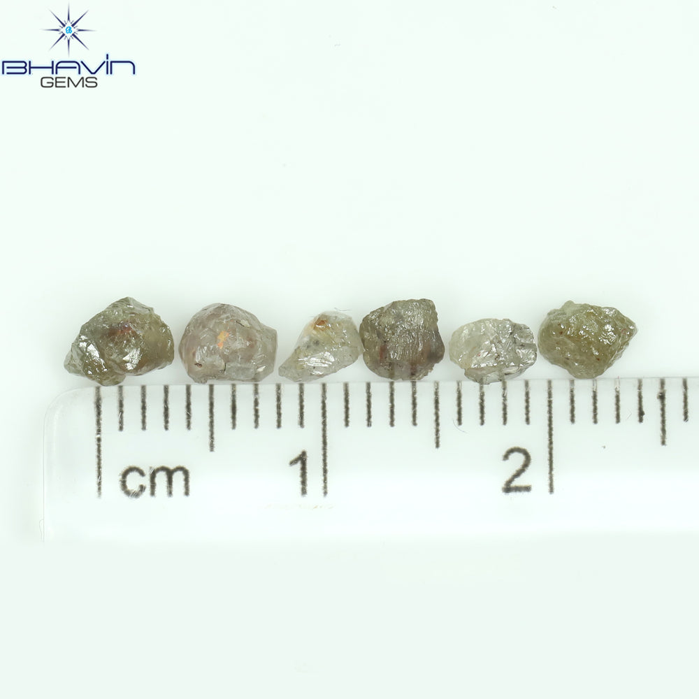 3.38 CT/10 Pcs Rough Shape Grey Color Natural Diamond I3 Clarity (3.84 MM)