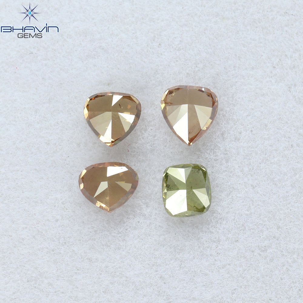 0.49 CT/4 Pcs Mix Shape Natural Diamond Pink Color SI2 Clarity (3.33 MM)