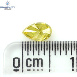 0.30 CT Pear Shape Natural Diamond Enhanced Yellow Color I2 Clarity (5.51 MM)
