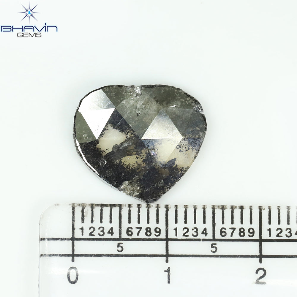4.87 CT Heart Slice Shape Natural Diamond Salt And Pepper Color I3 Clarity (12.75 MM)