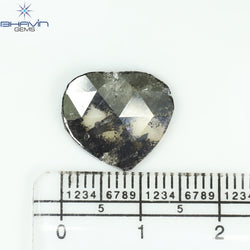 4.87 CT Heart Slice Shape Natural Diamond Salt And Pepper Color I3 Clarity (12.75 MM)