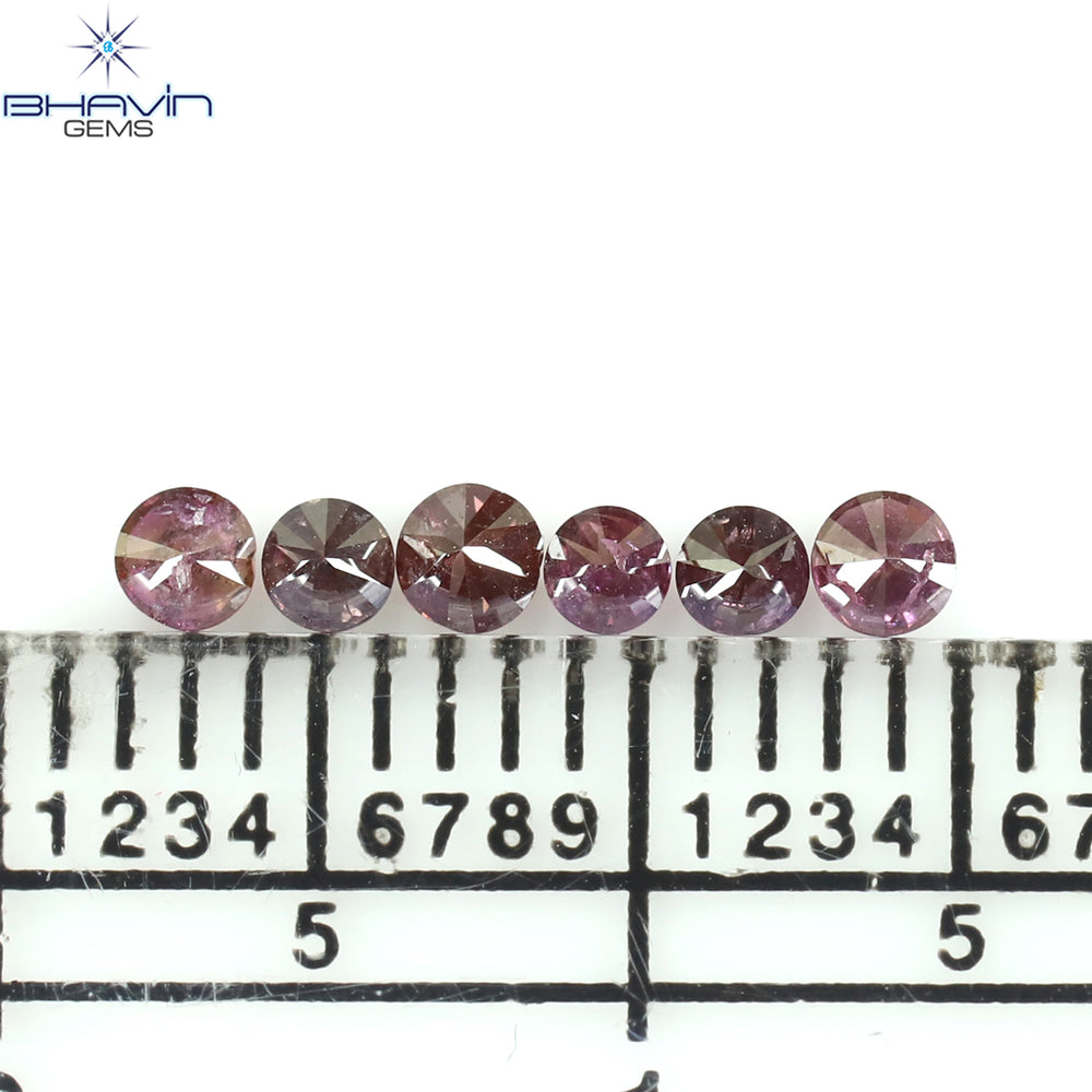 0.26 CT/6 Pcs Round Shape Natural Loose Diamond Pink Color I1 Clarity (2.25 MM)