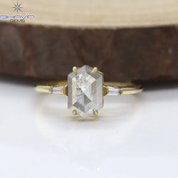Hexagon Diamond Salt And Pepper Diamond Natural Diamond Ring Gold Ring Engagement Ring