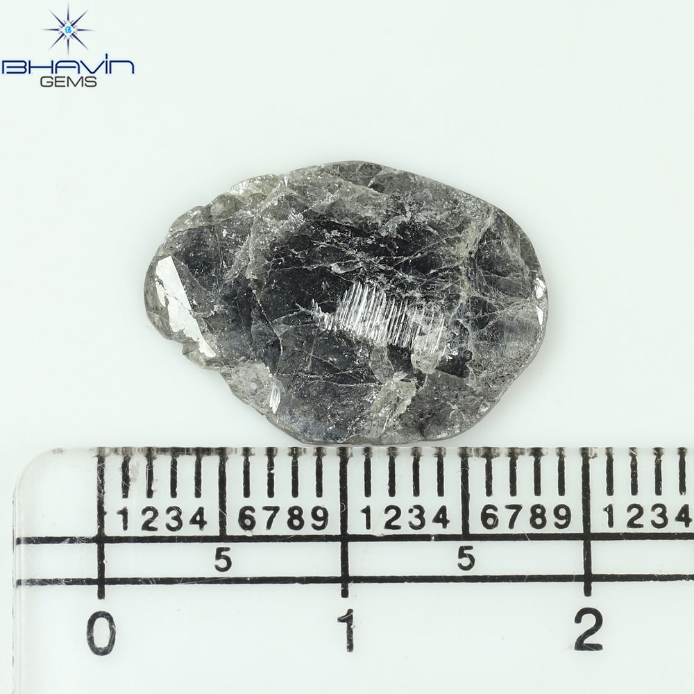 3.64 CT Slice Shape Natural Diamond Salt And Pepper Color I3 Clarity (16.66 MM)