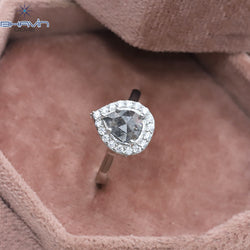 Pear Diamond Natural Diamond Ring Salt And Pepper Color Gold Ring Engagement Ring