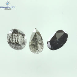 0.97 CT/3 Pcs Mix Slice Shape Natural Diamond  Salt And Pepper Color I3 Clarity (7.50 MM)