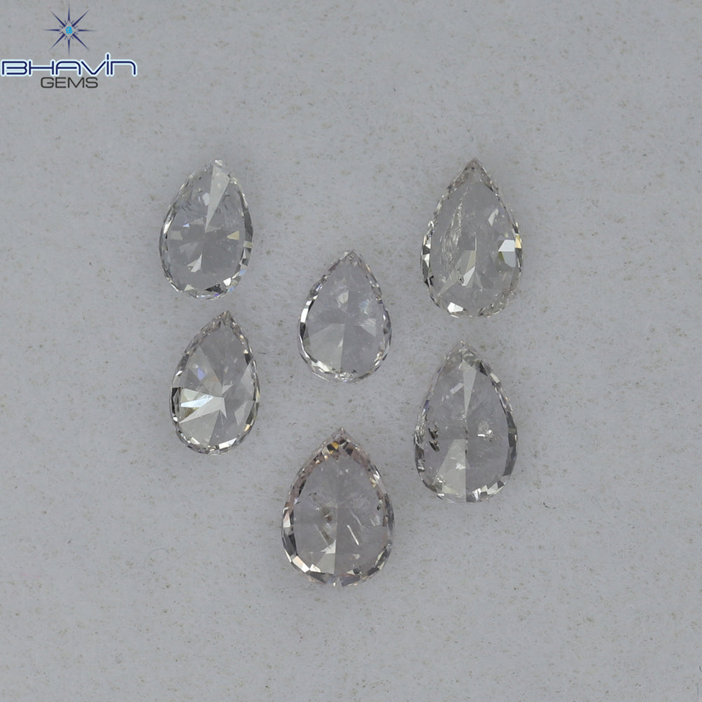 0.49 CT/6 Pcs Pear Shape Natural Diamond Pink Color SI Clarity (3.82 MM)