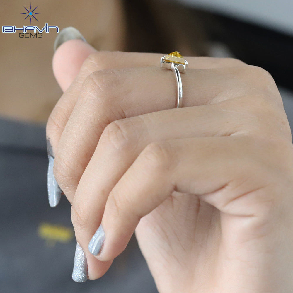 Triangle Diamond, Natural Diamond Ring, Salt And pepper Diamond, Gold Ring, Engagement Ring, Wedding Ring, Diamond Ring
