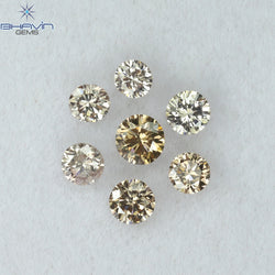 0.56 CT/7 Pcs Round Shape Natural Loose Diamond Brown Pink (Argyle) Color VS2 Clarity (3.20 MM)