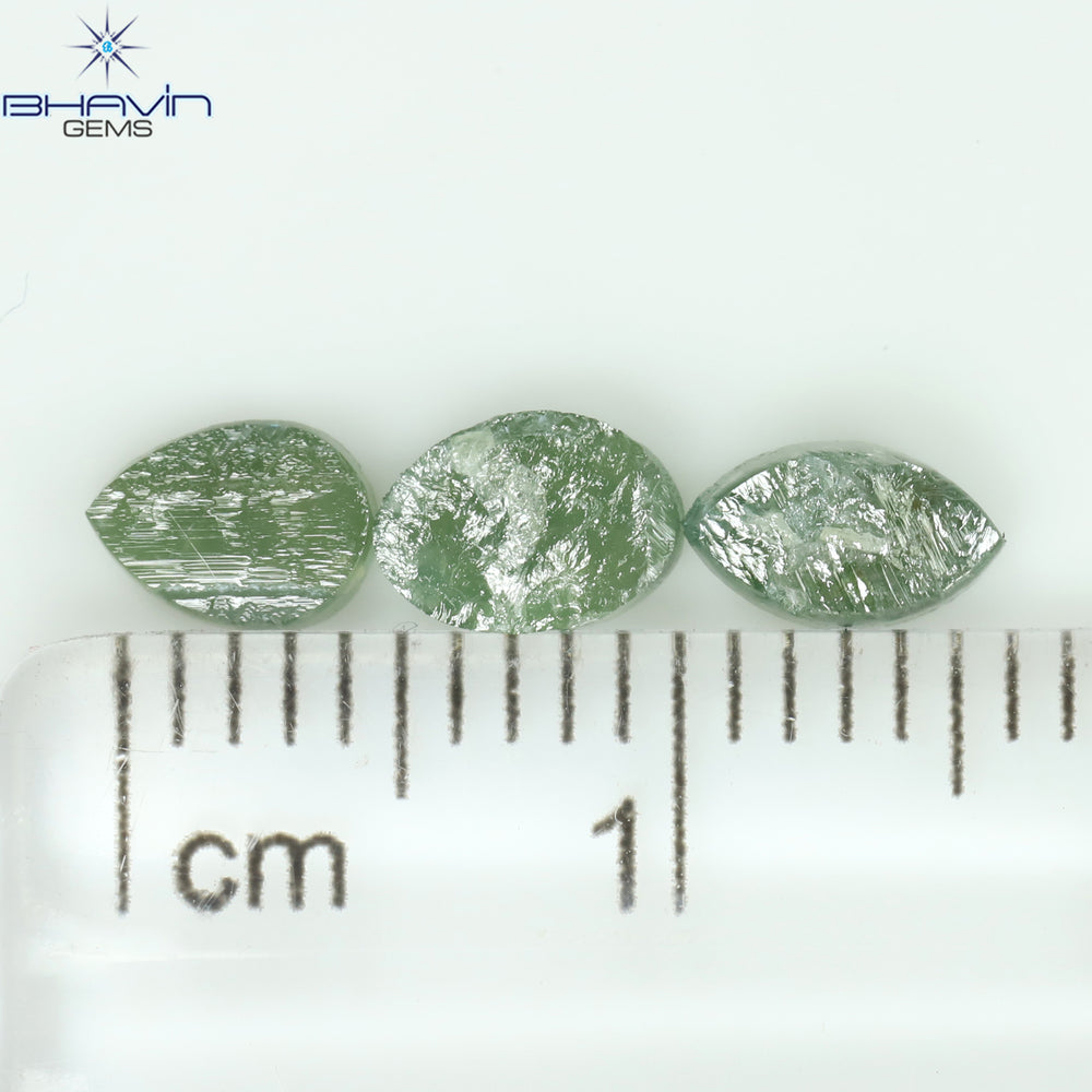 1.13 CT /3 Pcs Uncut Shape Green Natural Loose Diamond I3 Clarity (5.50 MM)