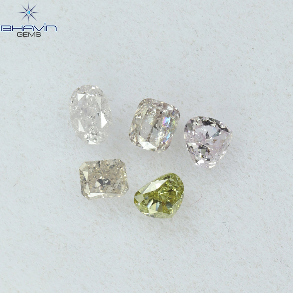 0.43 CT/5 Pcs Mix Shape Natural Diamond Pink Color SI Clarity (3.10 MM)