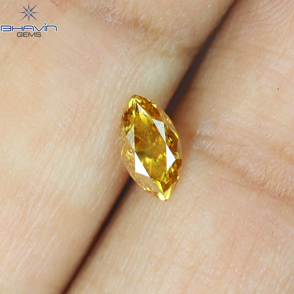 0.36 CT Marquise Shape Natural Diamond Orange Color SI2 Clarity (6.43 MM)