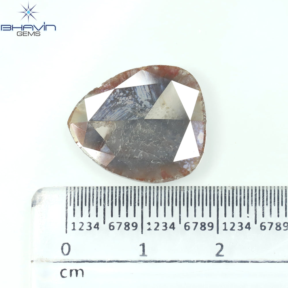 6.23 CT Pear Slice Shape Natural Diamond Gray Brown Color I3 Clarity (18.40 MM)