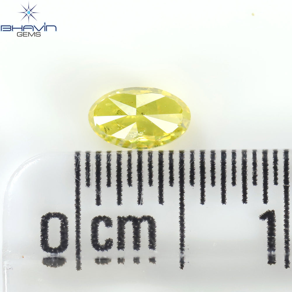 0.34 CT Oval Shape Enhanced Yellow Color Natural Diamond I3 Clarity (4.91 MM)