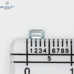 0.09 CT エメラルド シェイプ ナチュラル ダイヤモンド グリーンがかったブルー カラー VS1 クラリティ (3.58 MM)