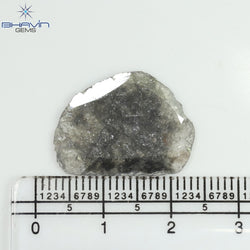 6.04 CT スライス シェイプ ナチュラル ダイヤモンド ソルト アンド ペッパー カラー I3 クラリティ (21.71 MM)