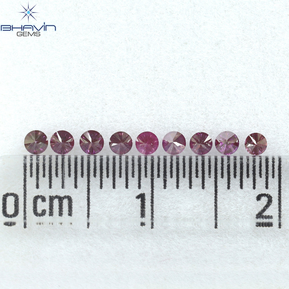 0.24 CT/9 PCS Round Diamond Pink Color Natural Diamond I1 Clarity (1.90 MM)