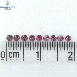 0.24 CT/9 PCS Round Diamond Pink Color Natural Diamond I1 Clarity (1.90 MM)