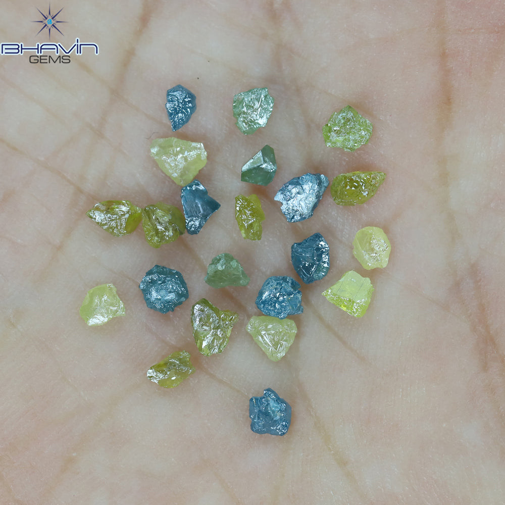 1.89 CT/22 PCS Rough Shape Enhanced Mix Color Natural Diamond I3 Clarity (3.30 MM)