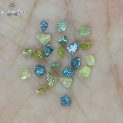 1.89 CT/22 PCS Rough Shape Enhanced Mix Color Natural Diamond I3 Clarity (3.30 MM)