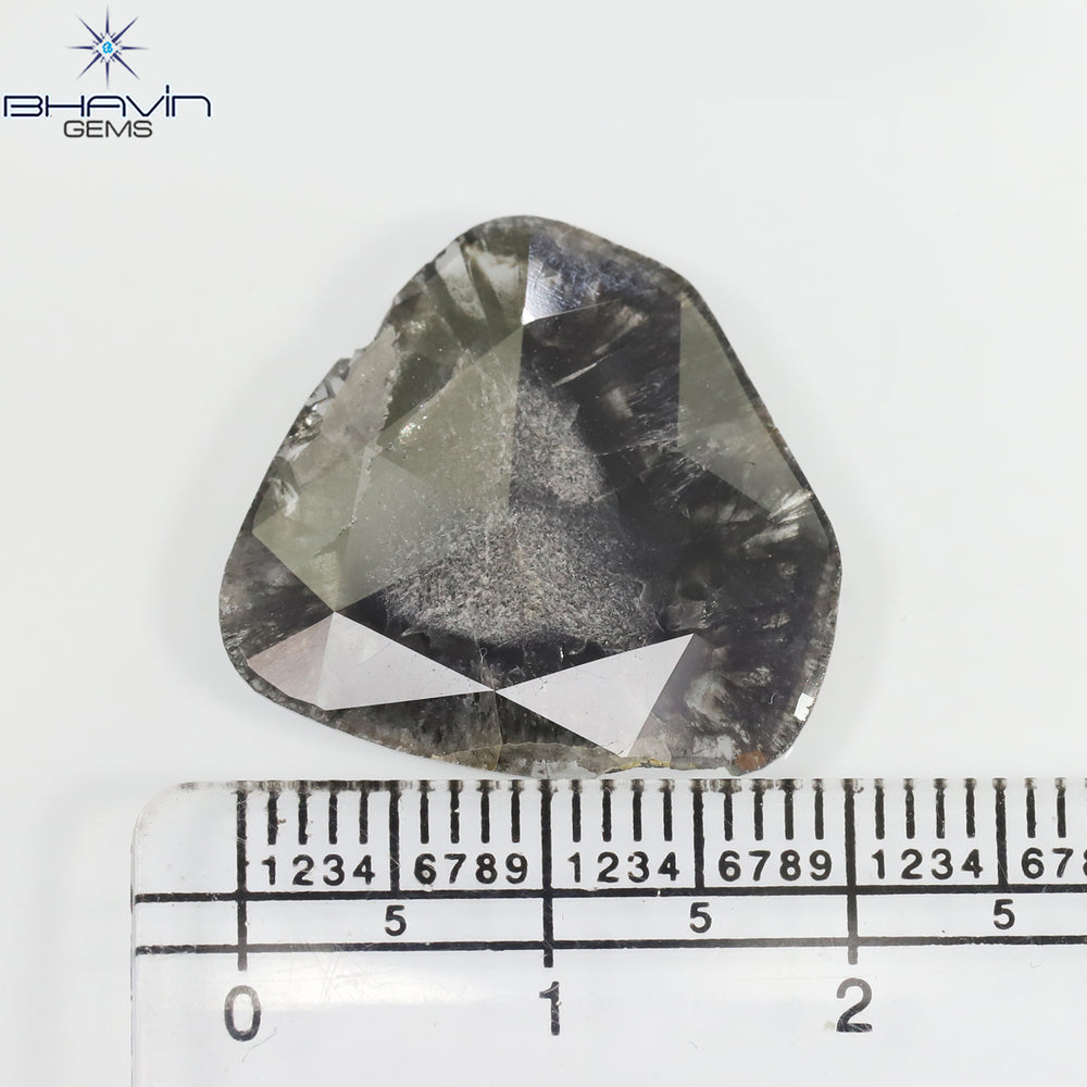 5.96 CT Slice Shape Natural Diamond Salt And Pepper Color I3 Clarity (19.75 MM)