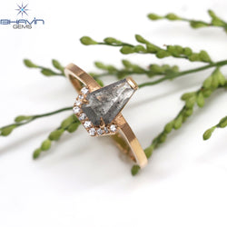 Coffin Diamond Salt And Pepper Diamond Natural Diamond Ring Gold Ring Engagement Ring