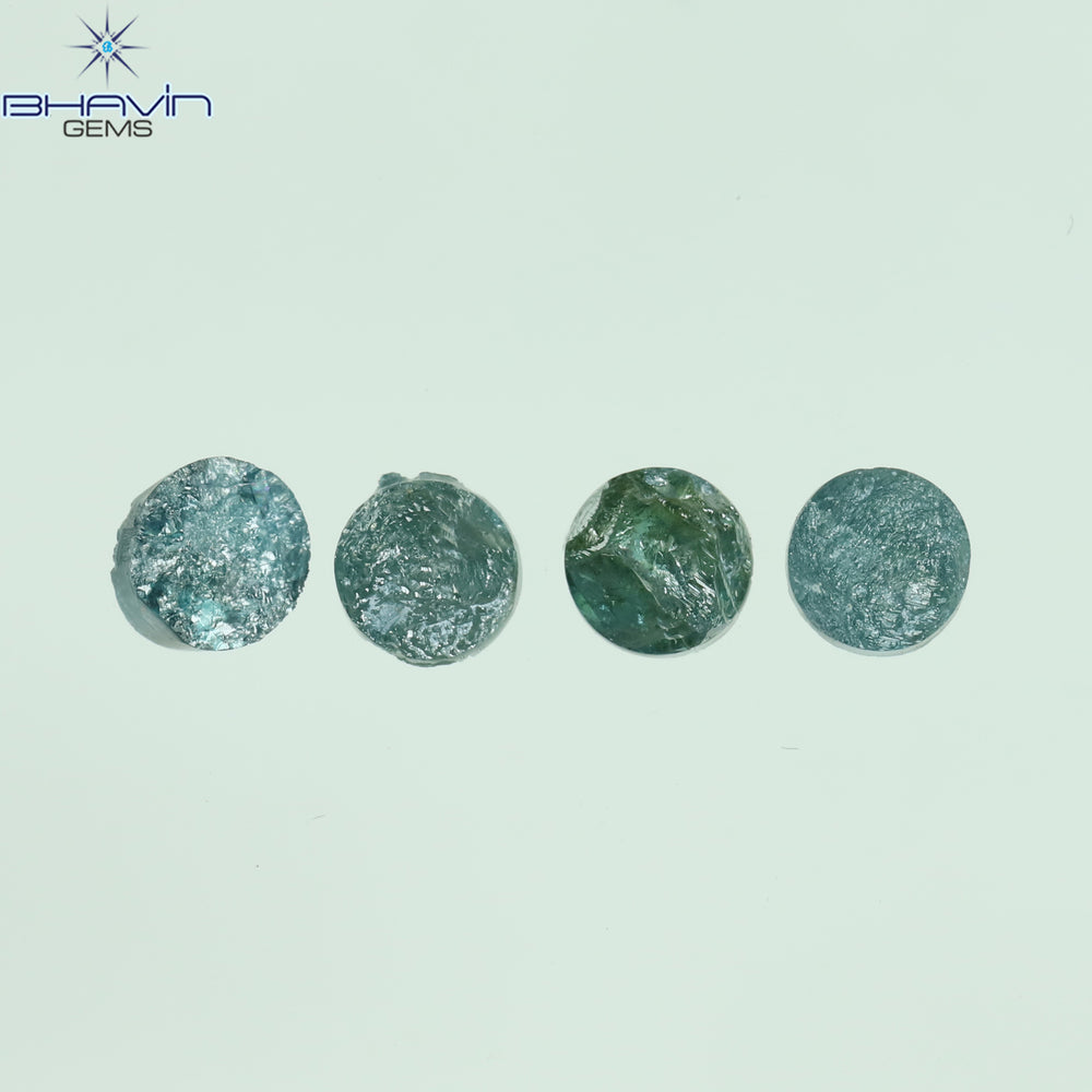 1.05 CT、ノーカット ポルキ シェイプ、天然ダイヤモンド、ブルー カラー、I3 クラリティ (5.42 MM)
