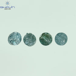 1.05 CT、ノーカット ポルキ シェイプ、天然ダイヤモンド、ブルー カラー、I3 クラリティ (5.42 MM)