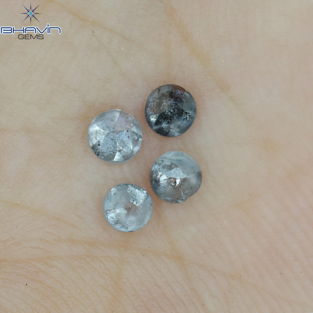 1.05 CT、ノーカット ポルキ シェイプ、天然ダイヤモンド、ブルー カラー、I3 クラリティ (5.42 MM)