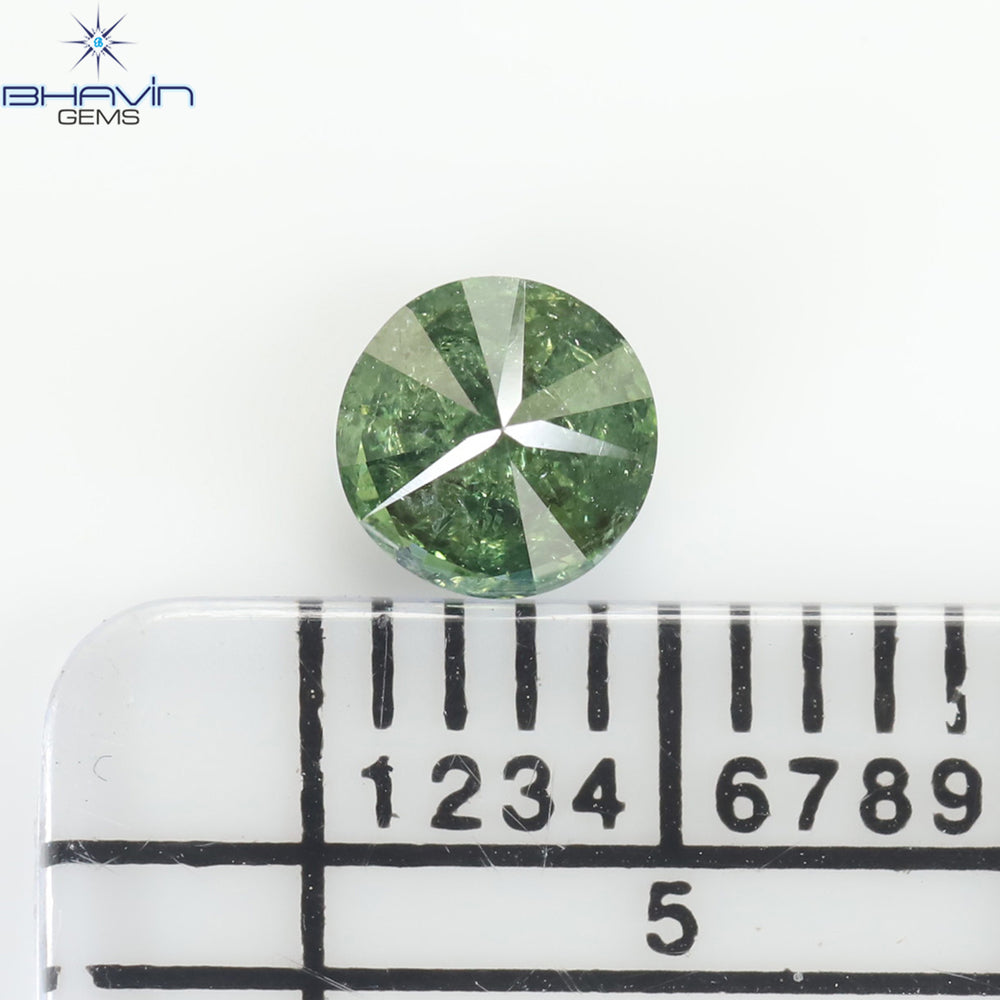 0.35 CT Round Diamond Natural Diamond Green Color I3 Clarity (4.49 MM)