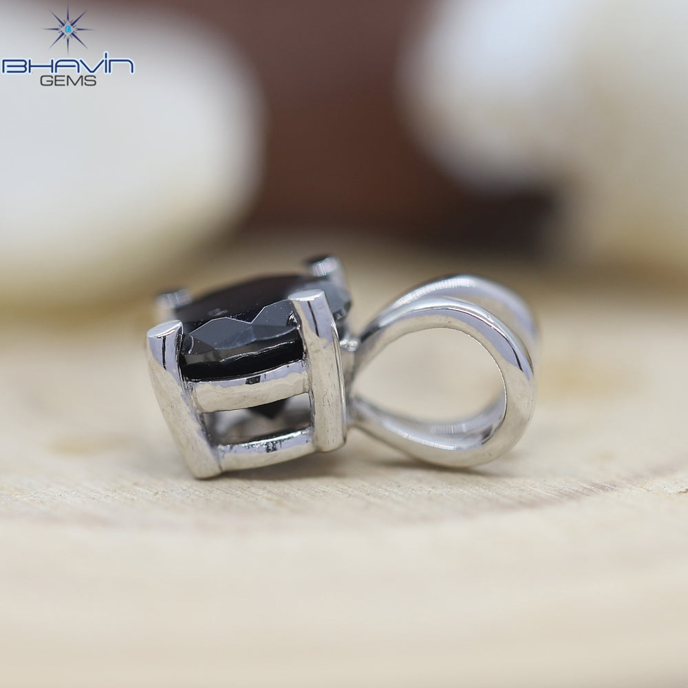 Diamond Pendant-Earring, Round Diamond, Black Diamond, Yellow Gold, Bridal Necklace