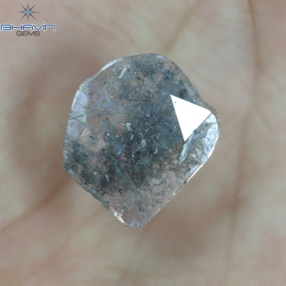 5.25 CT Slice Shape Natural Diamond Salt And Pepper Color I3 Clarity (18.23 MM)